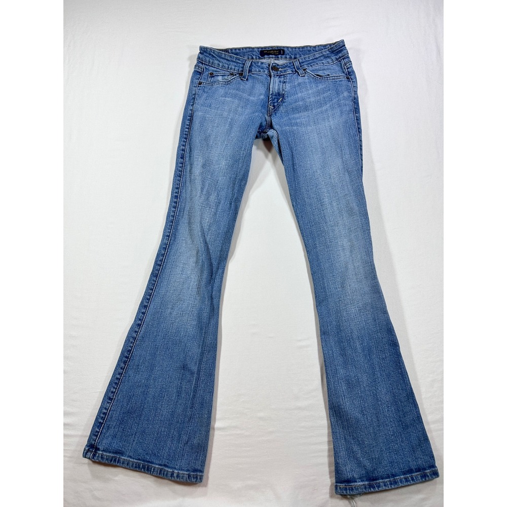 Levis 524 Too Superlow Flare Jeans Medium Wash Blue Denim Size 9 Medium
